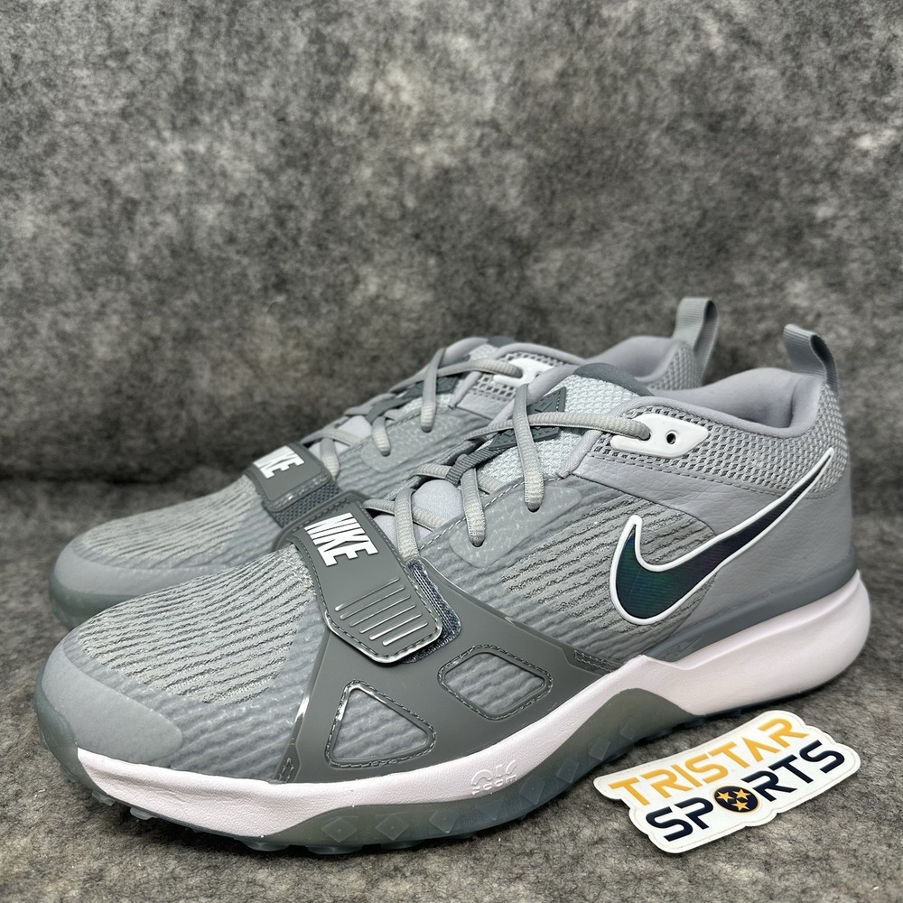 Nike Air Zoom Diamond Elite Turf Baseball Shoes Mens Size 12.5 Gray White